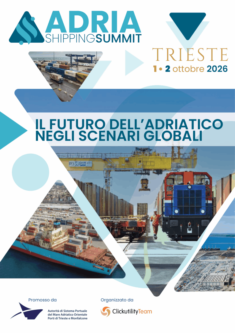 Adria Shipping Summit 2026: a Trieste il futuro della portualità e della logistica dell'Alto Adriatico alla Stazione Marittima l'1 e 2 ottobre. Al termine visita gratuita solo previa prenotazione al Porto di Trieste. Il testimone torna al Porto di Ravenna per l'edizione 2027